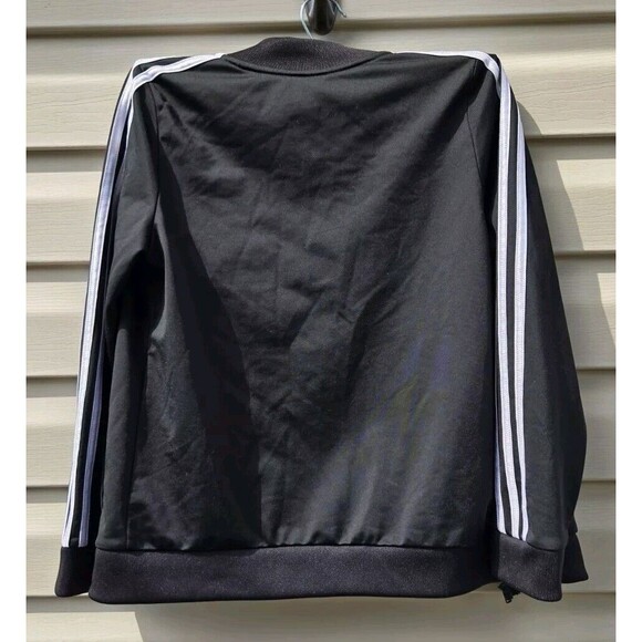 ADIDAS Girls XL 16 Black 3-Stripes Jacket Zip-up Tricot Track Gym Sports AP4472 - Picture 4 of 8